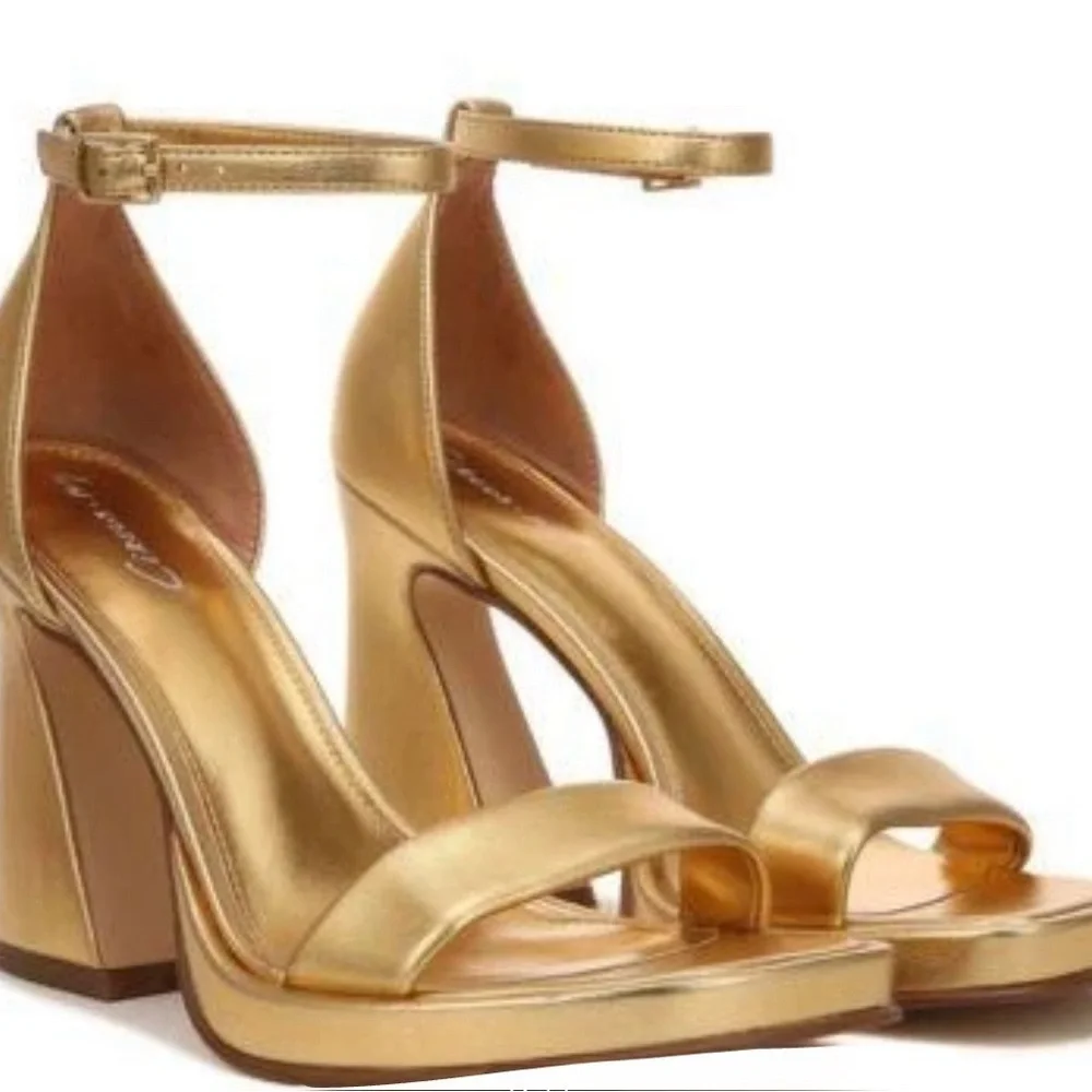 Circus by Sam Edelman Women's Gold Chunky platform Heels size 9.5 - Picture 2 of 13